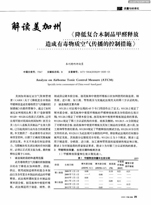 解读美加州《降低复合木制品甲醛释放造成有毒物质空气传播的控制措施》