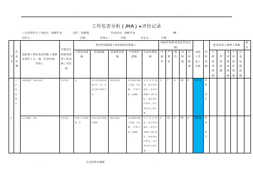 表3_装配作业_工作危害分析(JHA)+评价记录文本