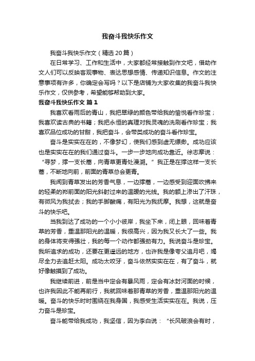 我奋斗我快乐作文