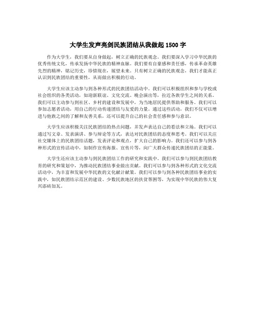 大学生发声亮剑民族团结从我做起1500字