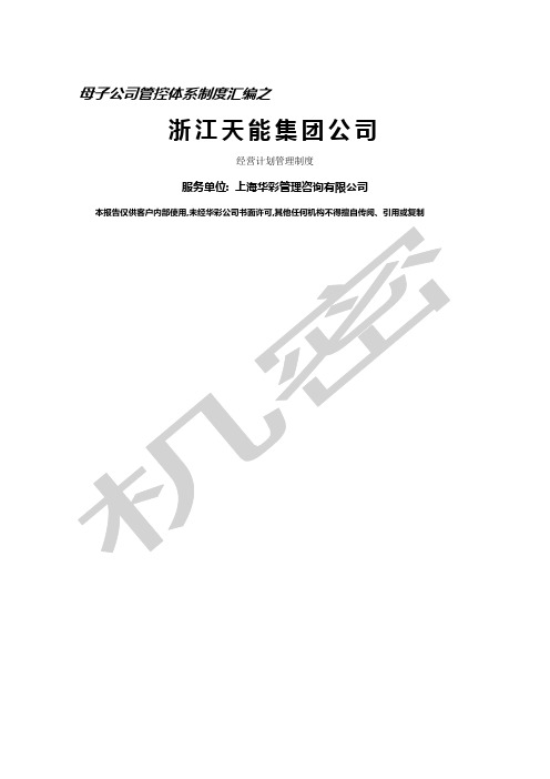 母子公司管控体系制度汇编之浙江天能集团公司经营计划管理制度