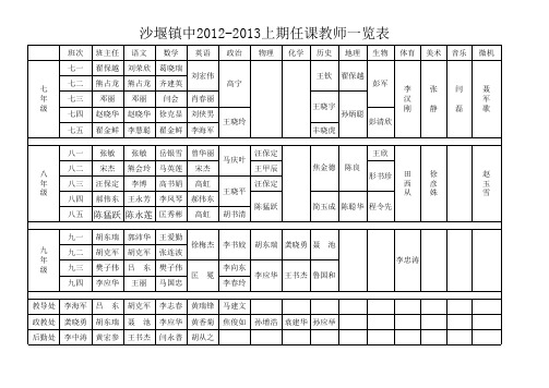 任课教师一览表(上报)