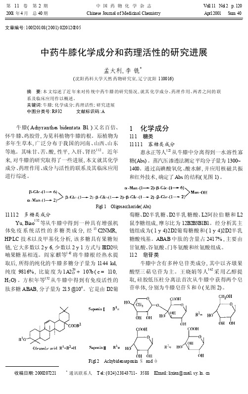 中药牛膝化学成分和药理活性的研究进展