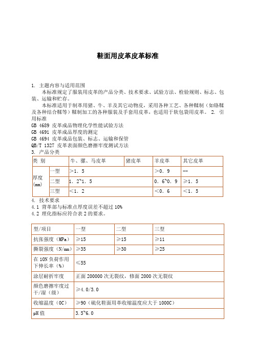 鞋面用皮革皮革标准(doc3)