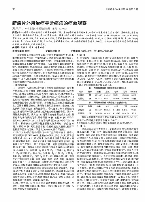 新癀片外用治疗寻常痤疮的疗效观察