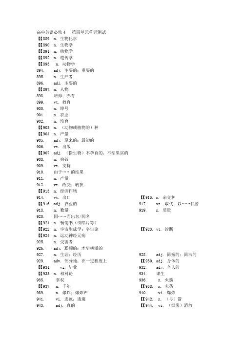 高中英语必修4   第四单元单词测试