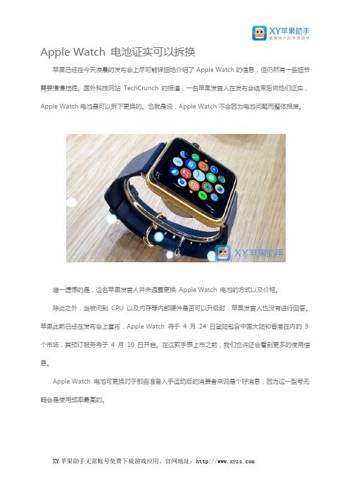 Apple Watch 电池证实可以拆换