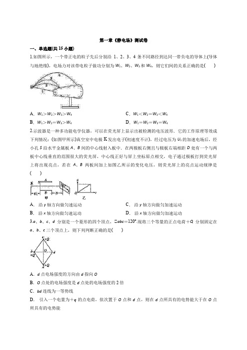 人教版高中物理必修3-1 第一章《静电场》测试卷