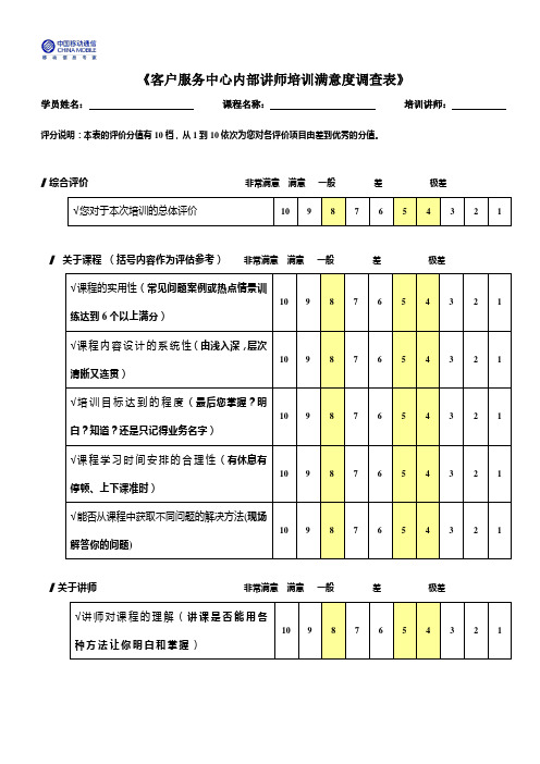 培训效果评估表