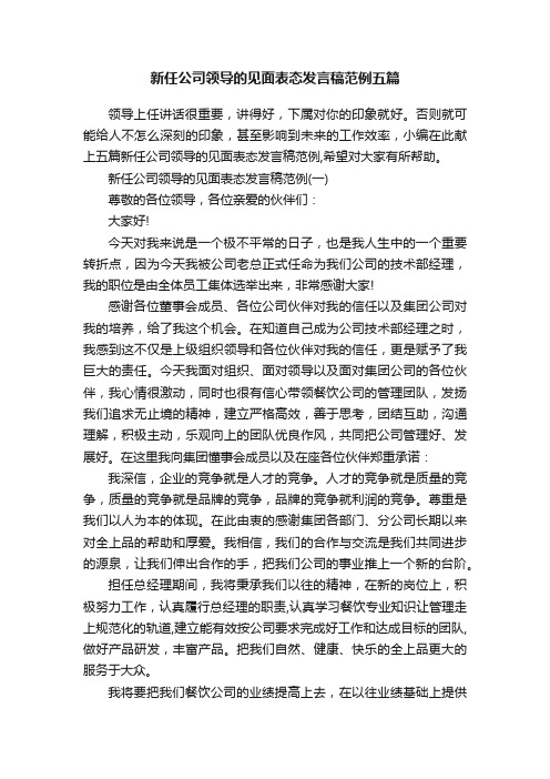 新任公司领导的见面表态发言稿范例五篇