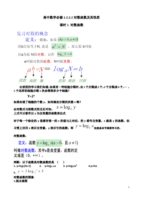 高中数学必修1-2.2.2对数函数及其性质