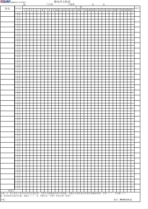 FM-PD-019A1静电环点检记录表