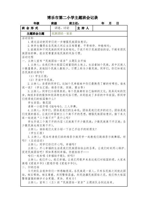 小学生民族团结一家亲