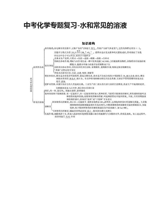 中考化学专题复习-水和常见的溶液