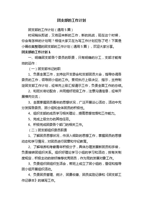 团支部的工作计划（通用5篇）