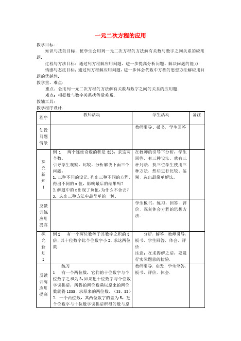 八年级数学下册 一元二次方程的应用(第1课时)教案 (新版)沪科版