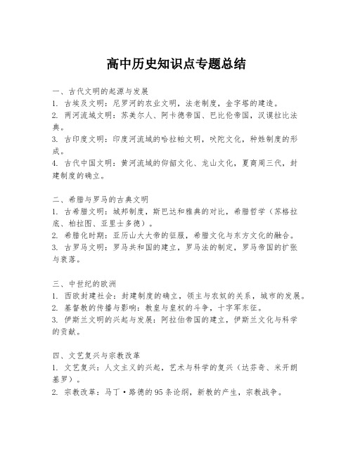 高中历史知识点专题总结