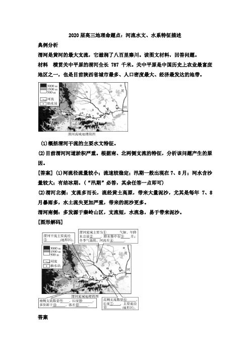 2020届高三地理命题点：河流水文、水系特征描述