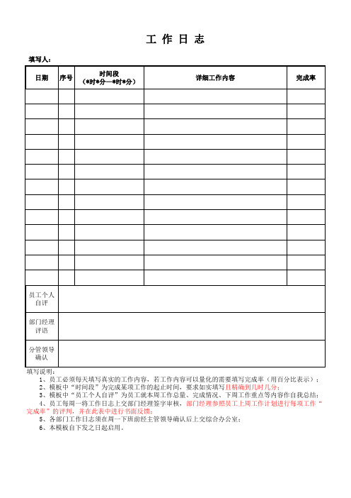 工作日志模版