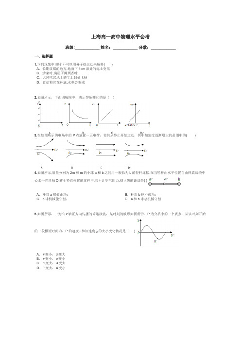 上海高一高中物理水平会考带答案解析
