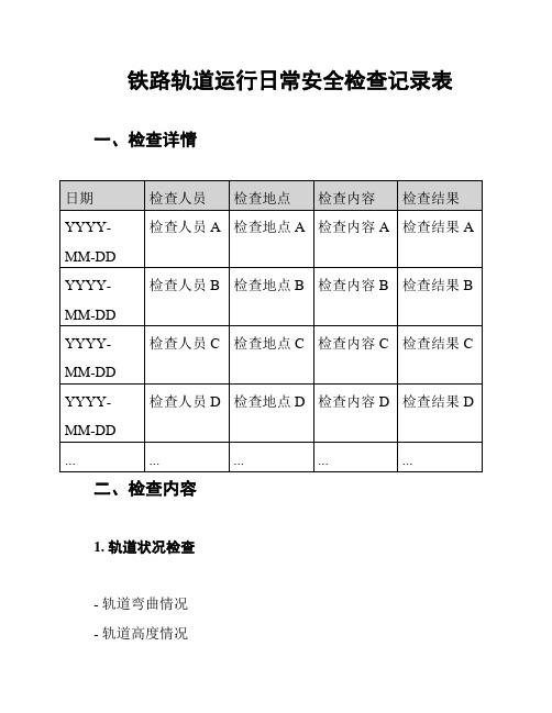 铁路轨道运行日常安全检查记录表