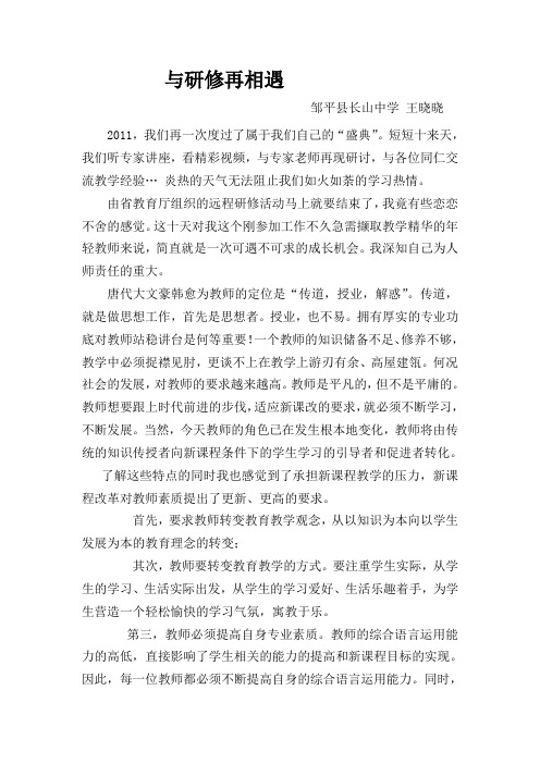 山东省教师暑期培训研修总结