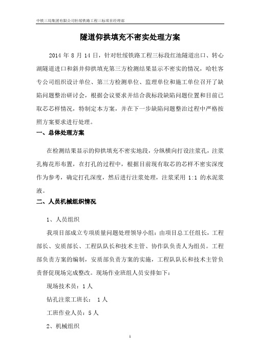隧道仰拱填充不密实处理方案