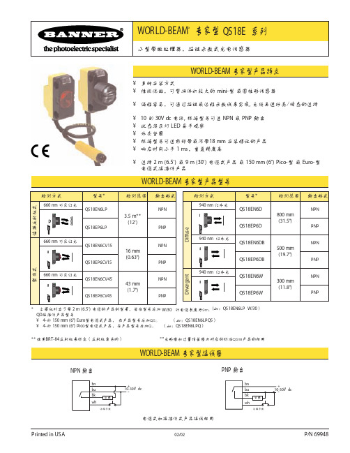 邦纳经济型QS18E光电传感器