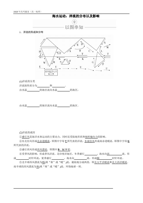 海水运动：洋流的分布以及影响