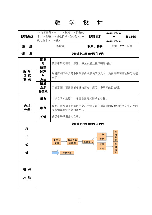 1.史前时期与夏商西周的更迭