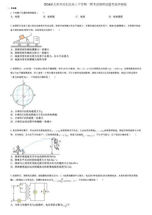 2024届天津市河东区高三下学期一模考试物理试题考前冲刺版