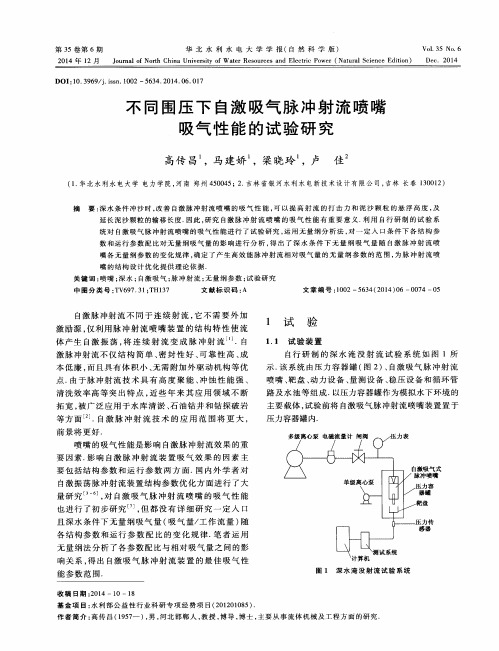 不同围压下自激吸气脉冲射流喷嘴吸气性能的试验研究