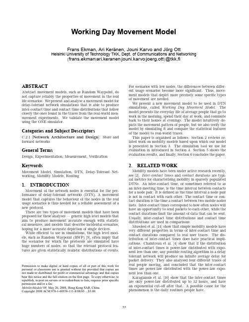 Working Day Movement Model