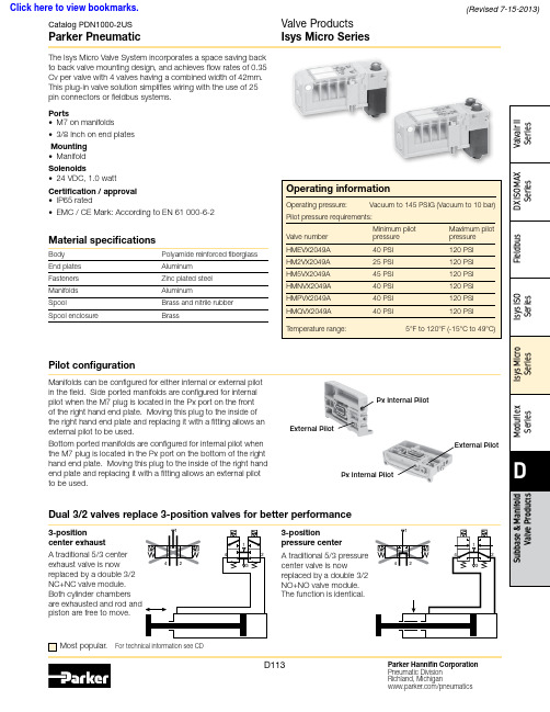 Parker Pneumatic Valve产品说明书