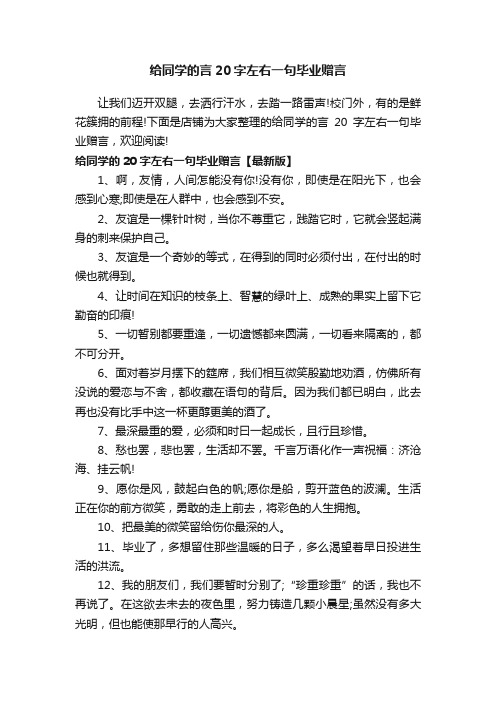 给同学的言20字左右一句毕业赠言