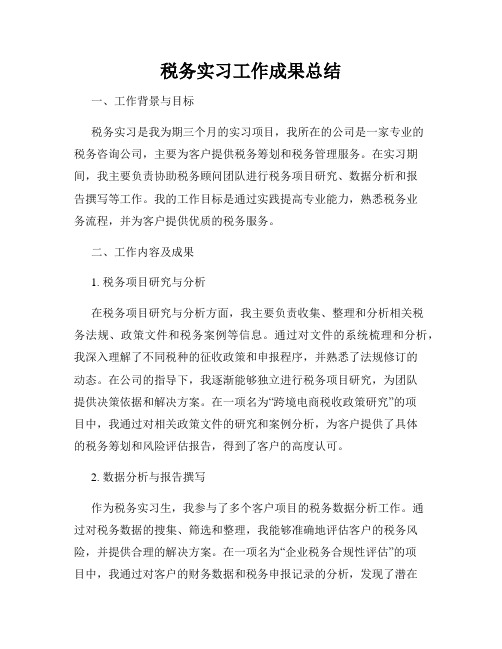 税务实习工作成果总结