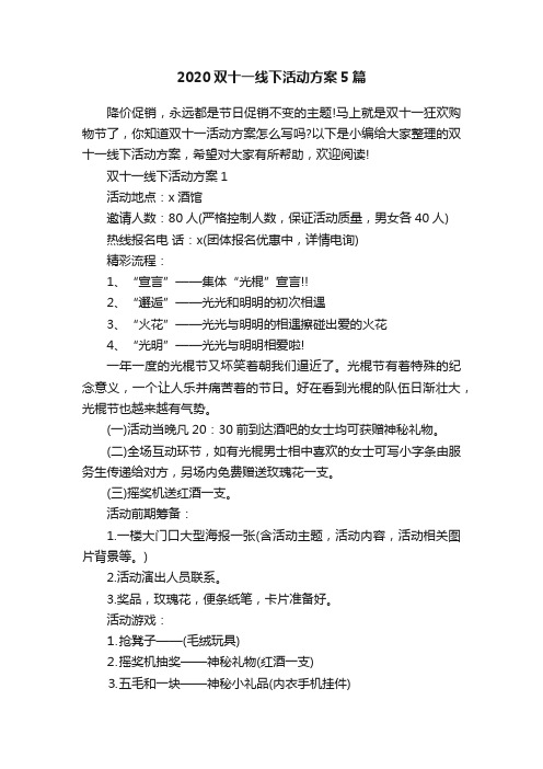 2020双十一线下活动方案5篇