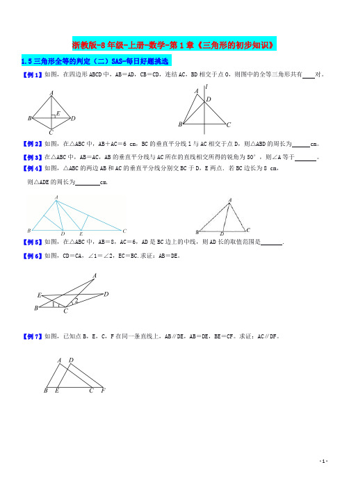 浙教版-8年级-上册-数学-第1章《三角形的初步知识》1.5三角形全等的判定(2)SAS