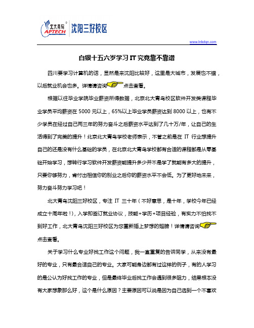 鞍山十五六岁学习IT究竟靠不靠谱