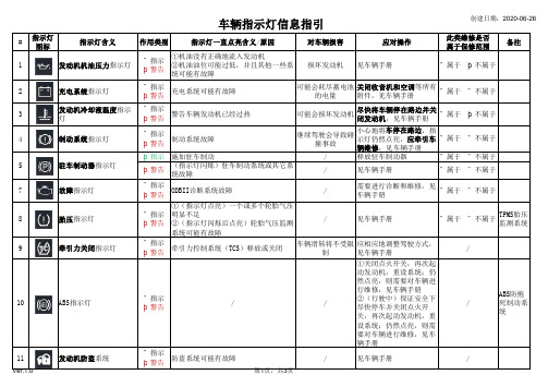 车辆指示灯信息指引