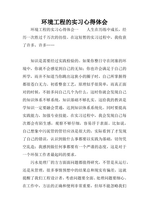 环境工程的实习心得体会