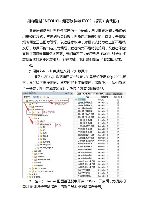 如何通过INTOUCH组态软件做EXCEL报表（含代码）