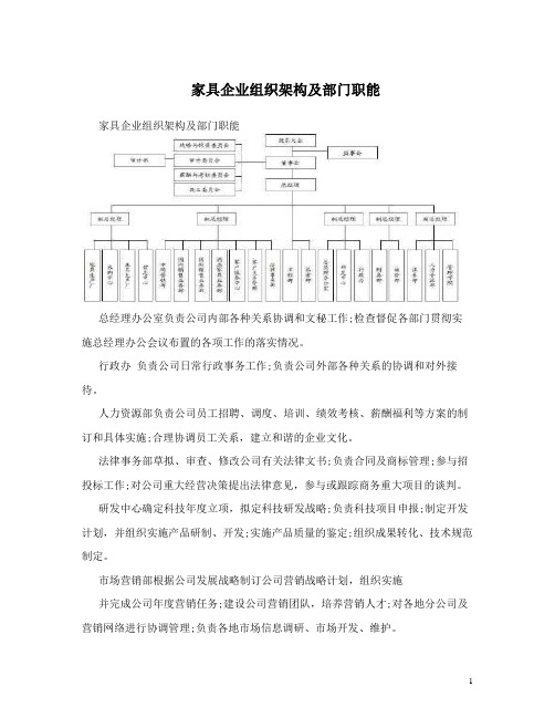 家具企业组织架构及部门职能