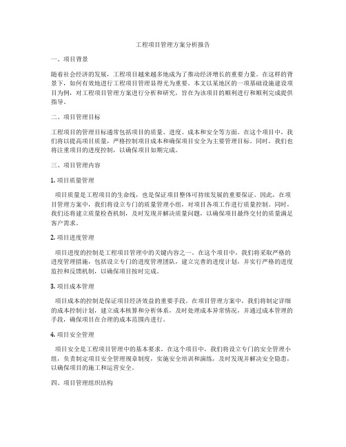 工程项目管理方案分析报告