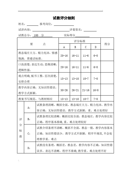 试教评分细则 - 长沙市人力资源和社会保障局