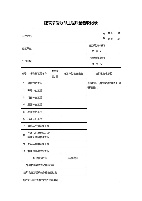 建筑节能分部工程质量验收记录