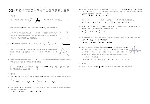 2014年黄冈市启黄中学九年级数学竞赛训练题