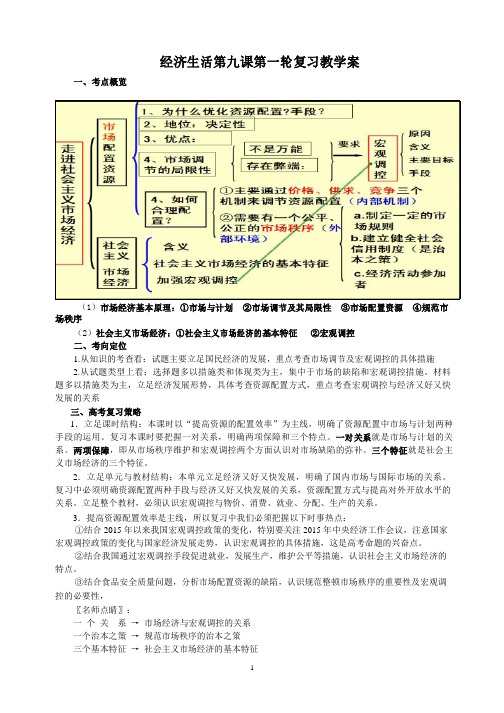 经济生活第九课第一轮复习教学案