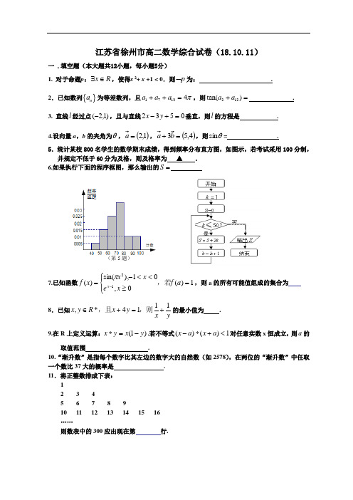 推荐-江苏省徐州市高二数学综合试卷(201820182018) 精品