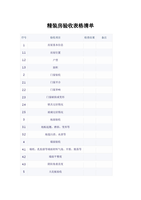 精装房验收表格清单